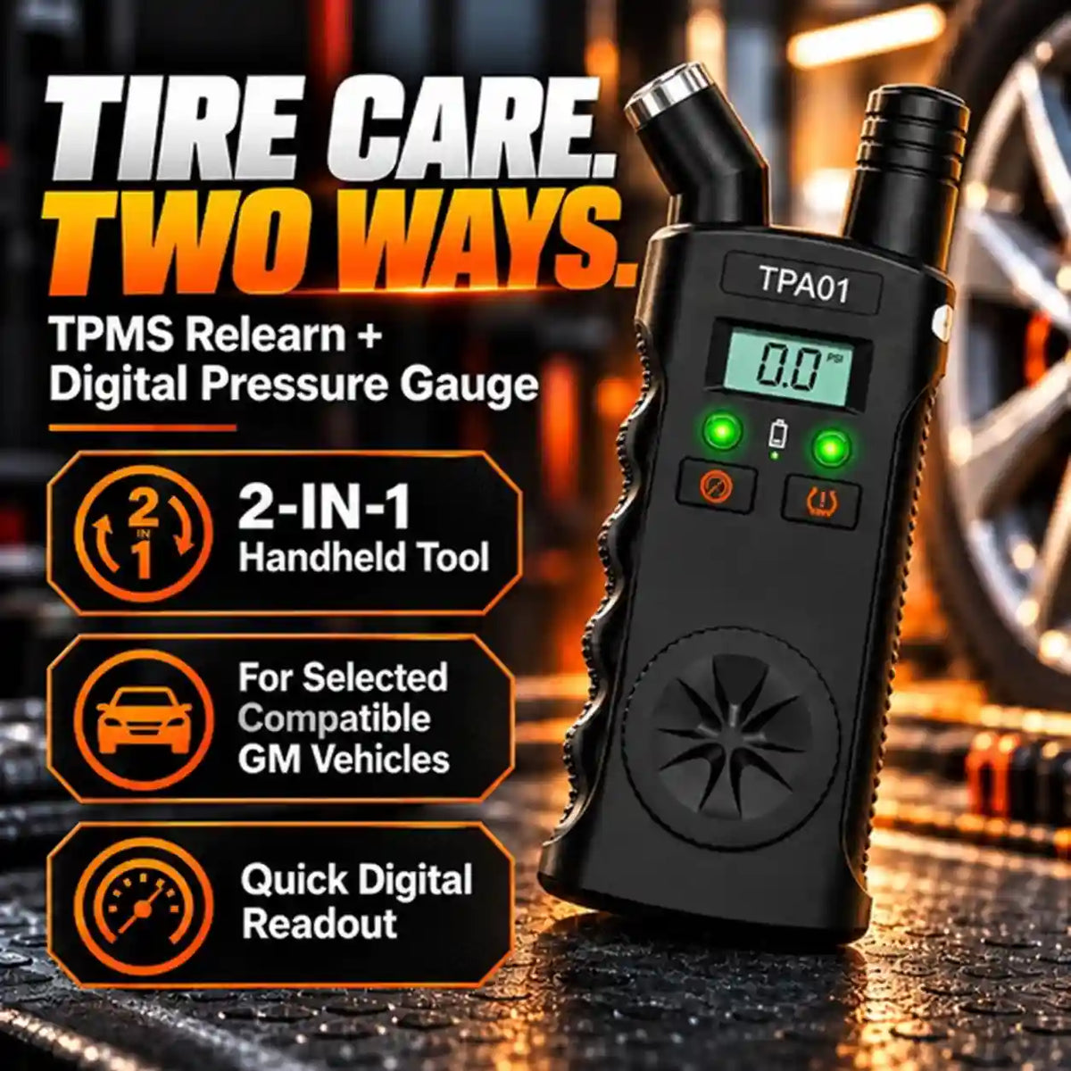 🔧2-in-1 TPMS Relearn Tool with Digital Tire Pressure Check