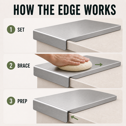 Stainless Steel Countertop Cutting & Pastry Board with Stabilizing Lip