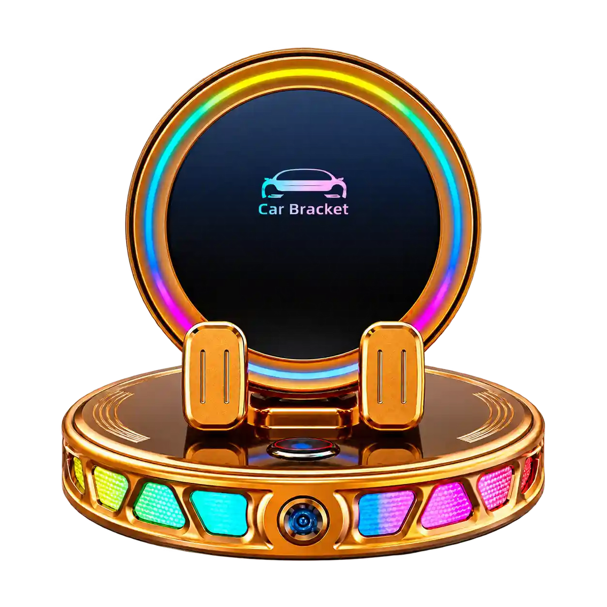 360° Rotating Wireless Charging Car Phone Mount with RGB Light