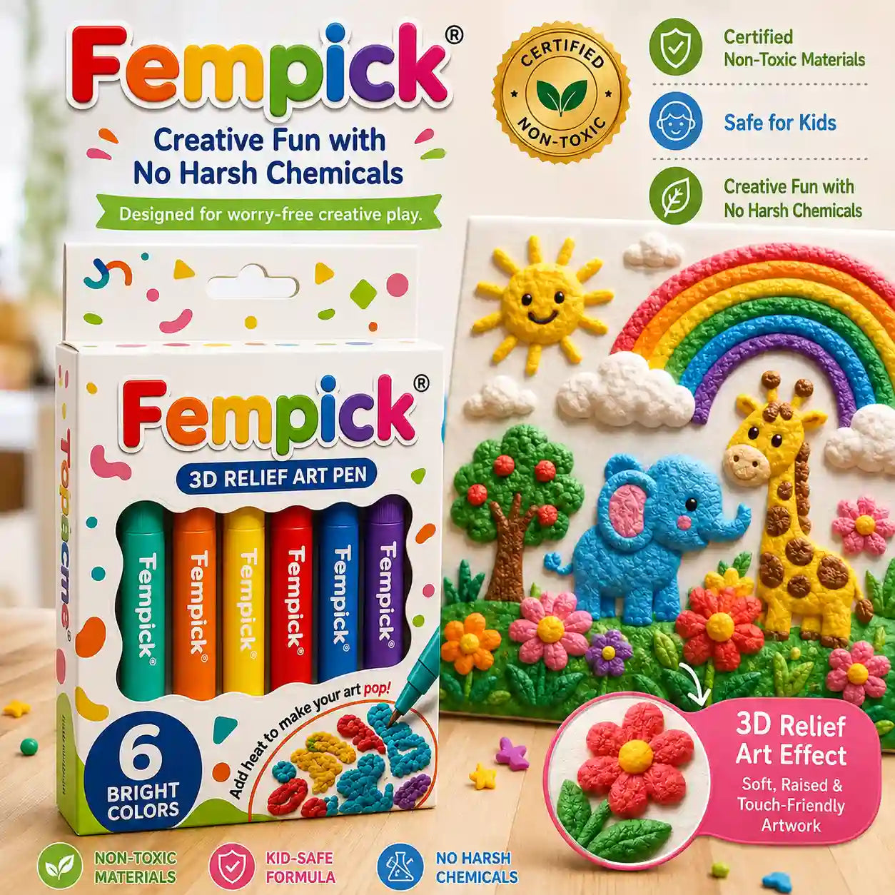 Save 50% by ordering today丨Fempick® 3D Relief Art Pen – Turn Flat Drawings Into Touchable 3D Art🪄