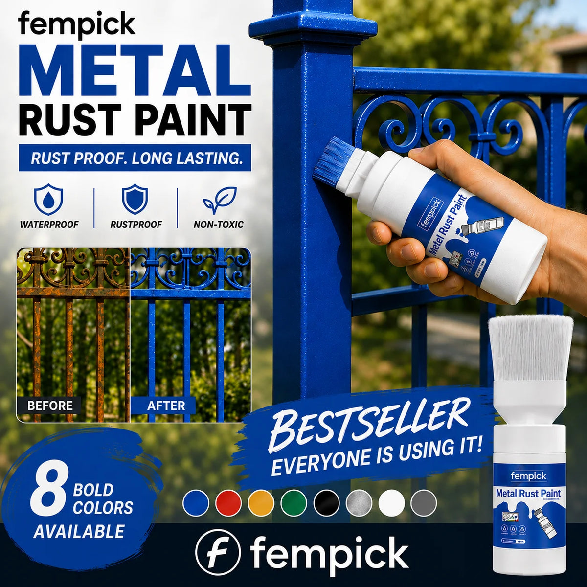 ✨New Arrival✨🖌️🏠Water-Based Metallic Silver Paint with Built-in Brush💥👍