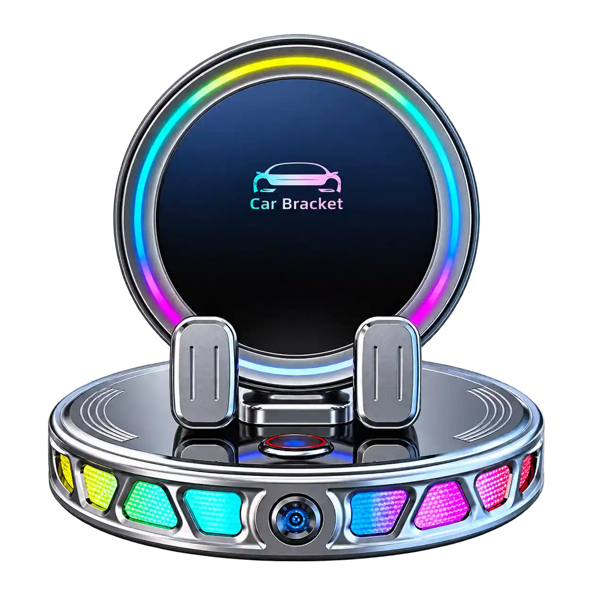 360° Rotating Wireless Charging Car Phone Mount with RGB Light