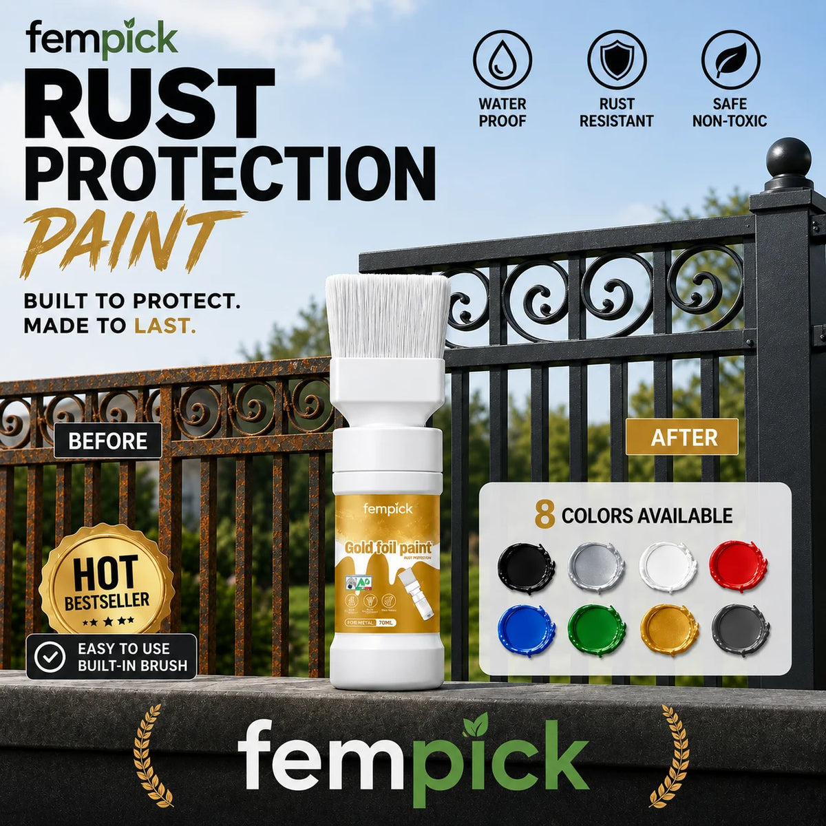 ✨New Arrival✨🖌️🏠Water-Based Metallic Silver Paint with Built-in Brush💥👍