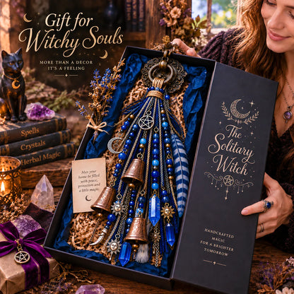 ⏳ Last Day 49% OFF – 🌙 Witchy Door Charm | Celestial Hanging Décor with Moons, Crystals, Beads, Feathers & Vintage Bells for Doors, Reading Nooks & Witchy Home Spaces 🔮
