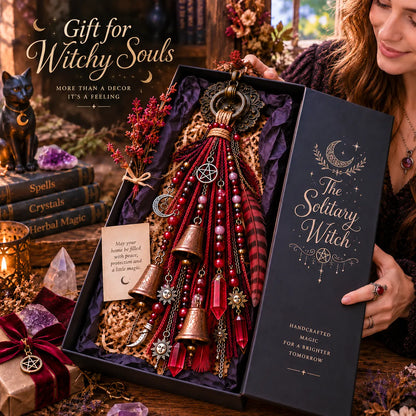 ⏳ Last Day 49% OFF – 🌙 Witchy Door Charm | Celestial Hanging Décor with Moons, Crystals, Beads, Feathers & Vintage Bells for Doors, Reading Nooks & Witchy Home Spaces 🔮