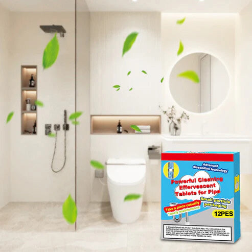 ❤️Powerful Cleaning Effervescent Tablets for Pipe, Fast Dissolve Hair Grease Clogs, Deodorizing Antibacterial Pipe Cleaner for Sink Toilet Floor Drain