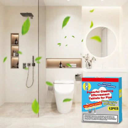 ❤️Powerful Cleaning Effervescent Tablets for Pipe, Fast Dissolve Hair Grease Clogs, Deodorizing Antibacterial Pipe Cleaner for Sink Toilet Floor Drain