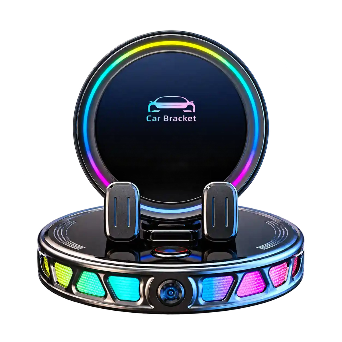 360° Rotating Wireless Charging Car Phone Mount with RGB Light
