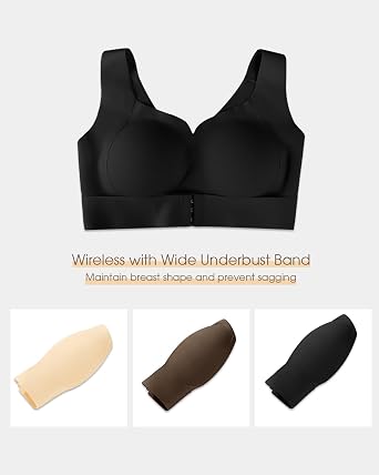 Fempick Wireless Wide-Strap Bra, Seamless Back-Smoothing Full Coverage, W-Shaped 3D Jelly Lift, Soft Stretch Fabric