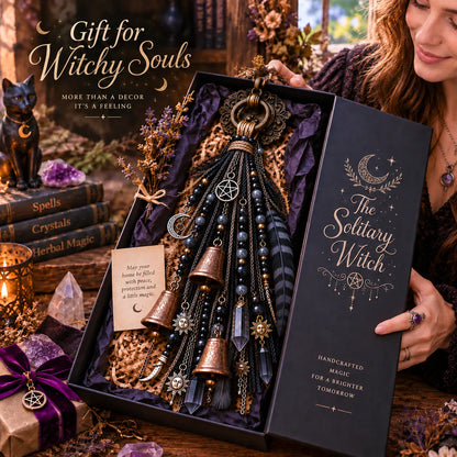 ⏳ Last Day 49% OFF – 🌙 Witchy Door Charm | Celestial Hanging Décor with Moons, Crystals, Beads, Feathers & Vintage Bells for Doors, Reading Nooks & Witchy Home Spaces 🔮