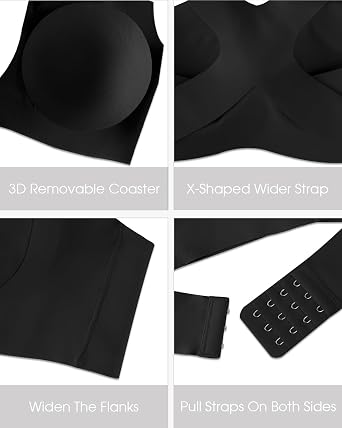 Fempick Wireless Wide-Strap Bra, Seamless Back-Smoothing Full Coverage, W-Shaped 3D Jelly Lift, Soft Stretch Fabric