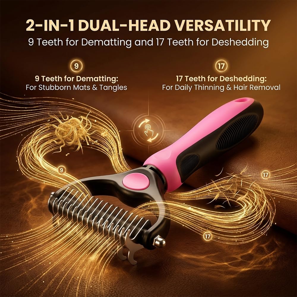 Fempick™ 95% Less Shedding Grooming Tool,2-in-1 Deshedding & Dematting Comb