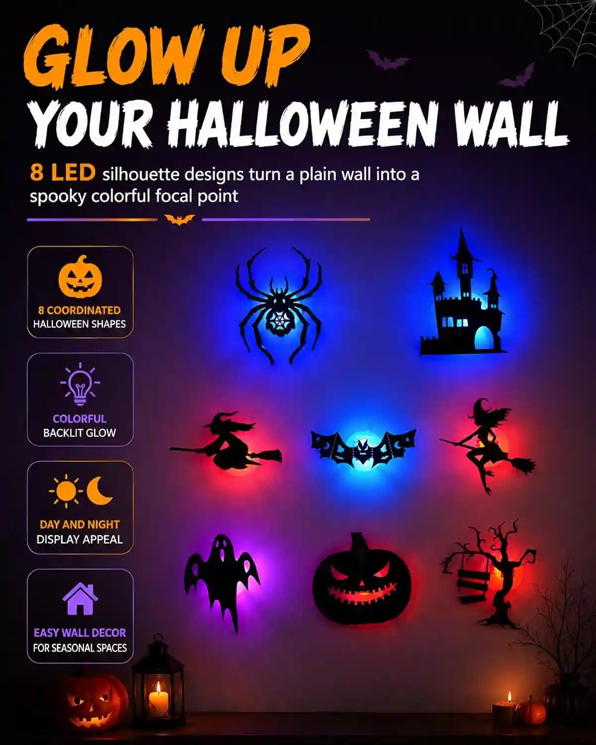 Halloween LED Wall Lights Silhouette Stickers