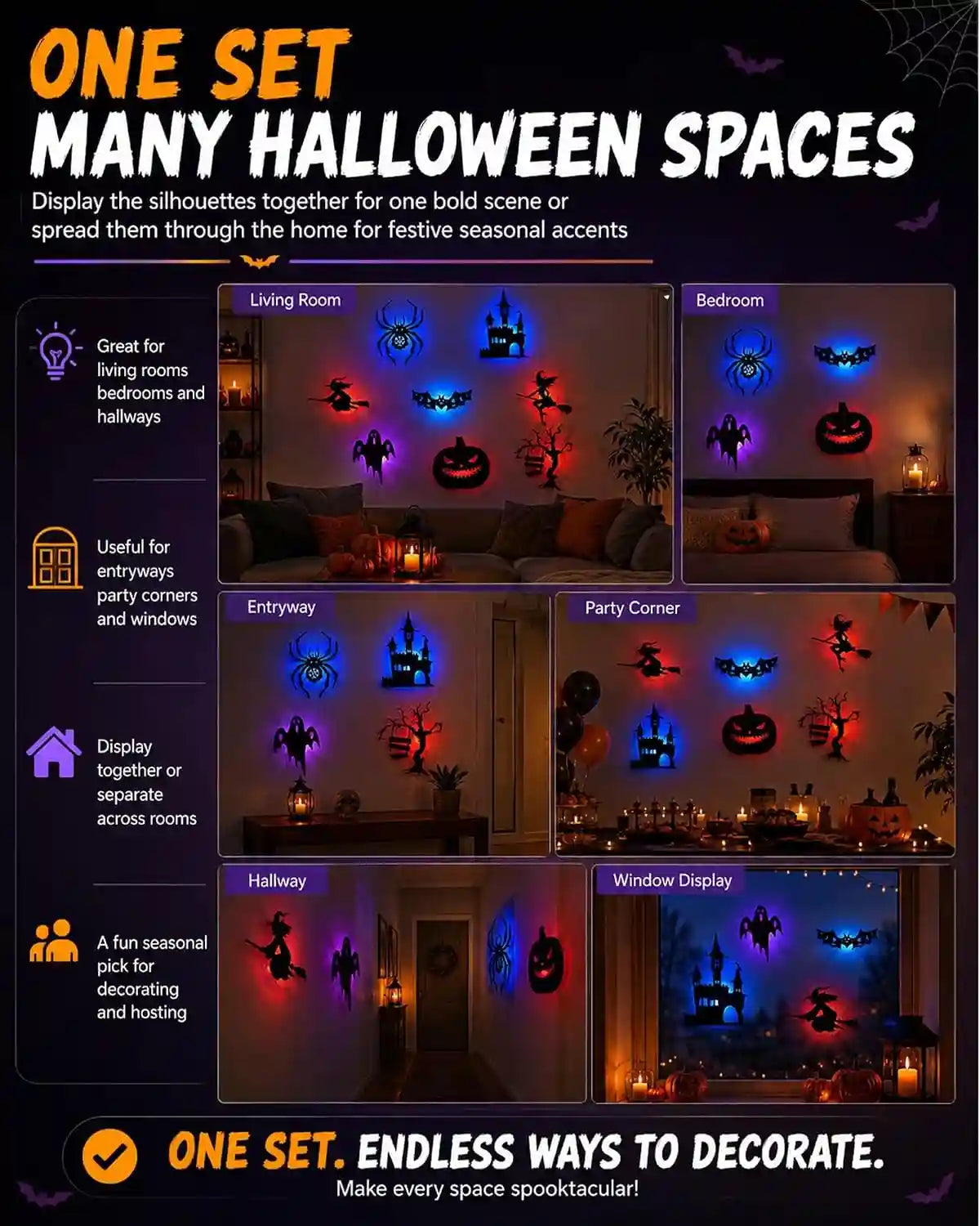 Halloween LED Wall Lights Silhouette Stickers