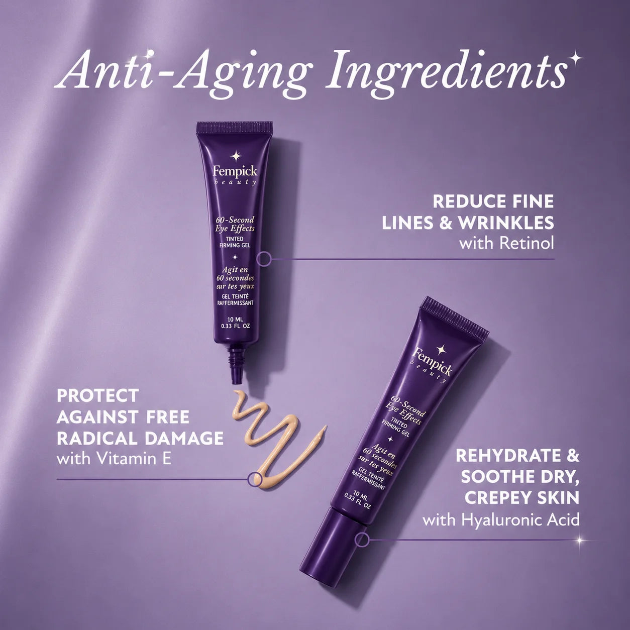 Fempick 60 Second Effects Tinted Firming Gel - Under Eye Cream For Puffiness And Bags Under Eyes
