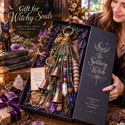 ⏳ Last Day 49% OFF – 🌙 Witchy Door Charm | Celestial Hanging Décor with Moons, Crystals, Beads, Feathers & Vintage Bells for Doors, Reading Nooks & Witchy Home Spaces 🔮