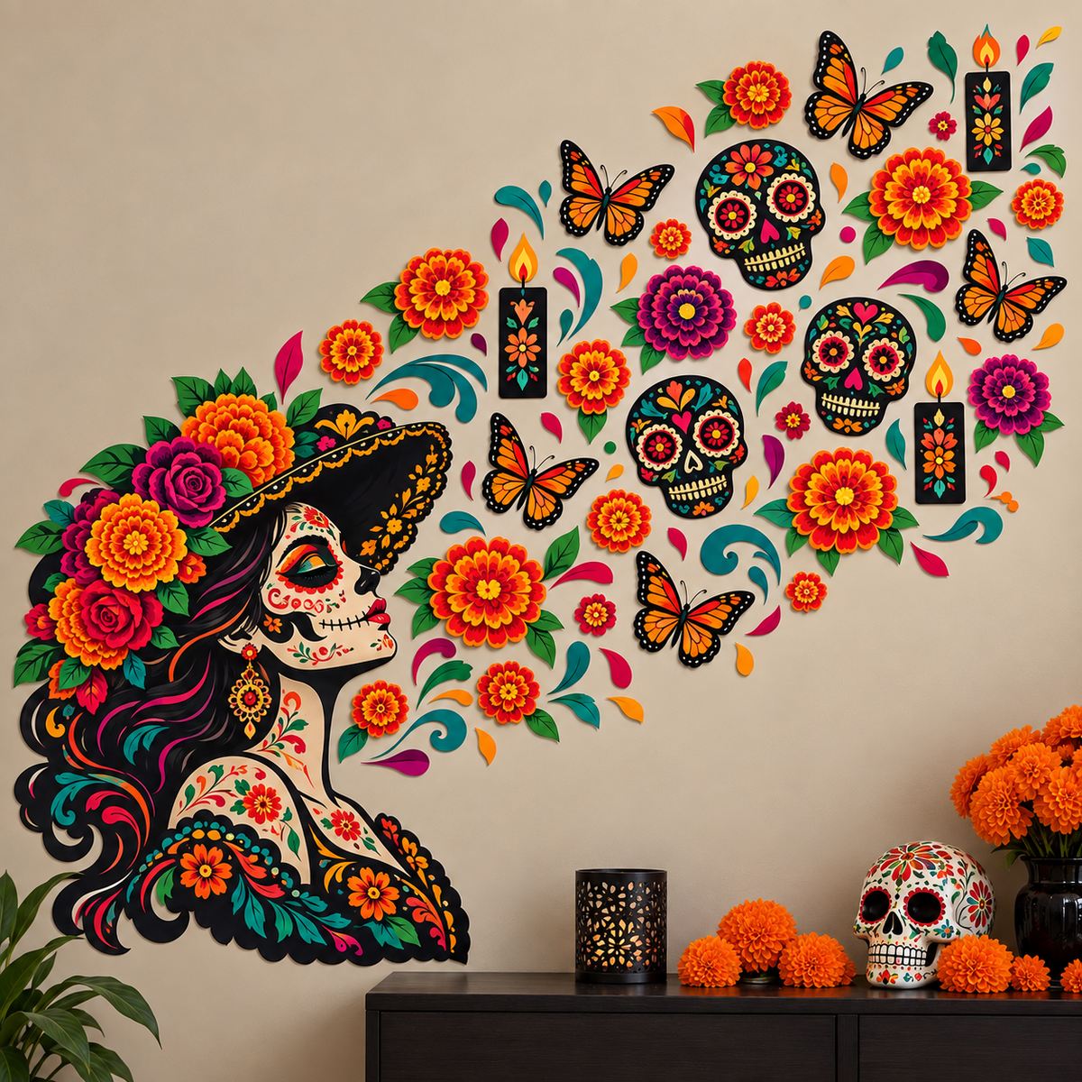 Catrina Lady Día de los Muertos wall decal display