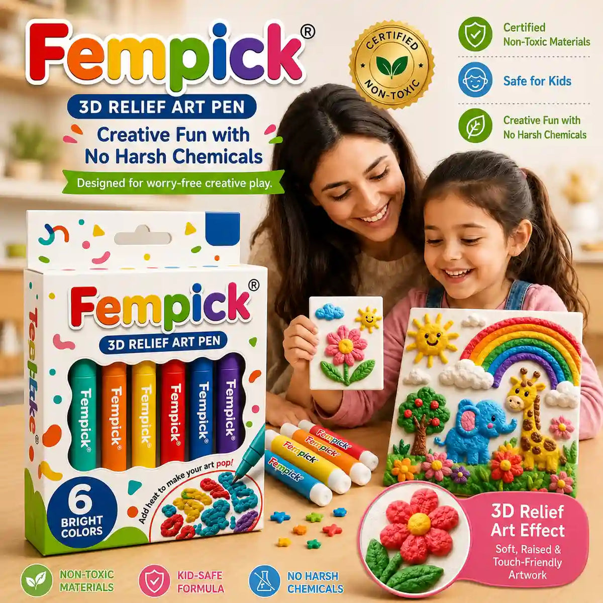 Save 50% by ordering today丨Fempick® 3D Relief Art Pen – Turn Flat Drawings Into Touchable 3D Art🪄