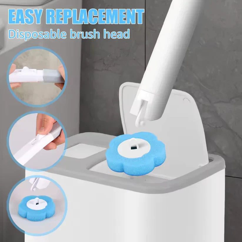 No-touch toilet cleaning wand release design