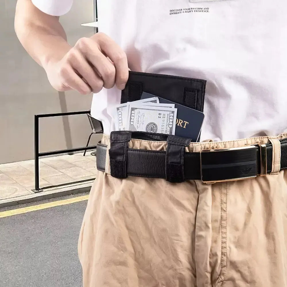 Belt-Attachable Anti-Theft Passport Pouch, Multifunctional Waist Pack for Passport, ID & Smartphone