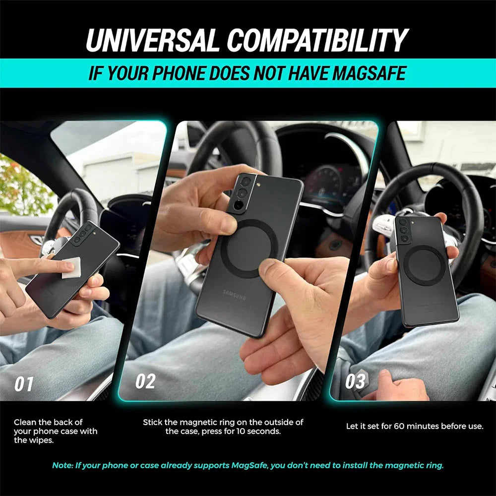 Fempick-X sticks to your car, mirror, desk, or wall. MagSafe compatible for GPS, calls, or shooting content.