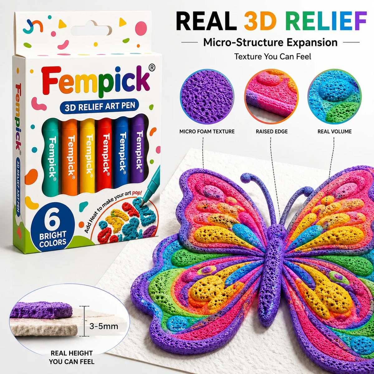 Save 50% by ordering today丨Fempick® 3D Relief Art Pen – Turn Flat Drawings Into Touchable 3D Art🪄