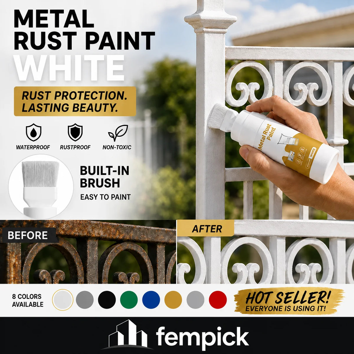 ✨New Arrival✨🖌️🏠Water-Based Metallic Silver Paint with Built-in Brush💥👍