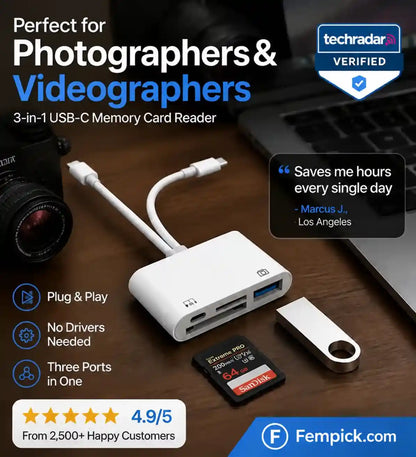 3-in-1 USB-C Memory Card Reader (Upgraded Version)