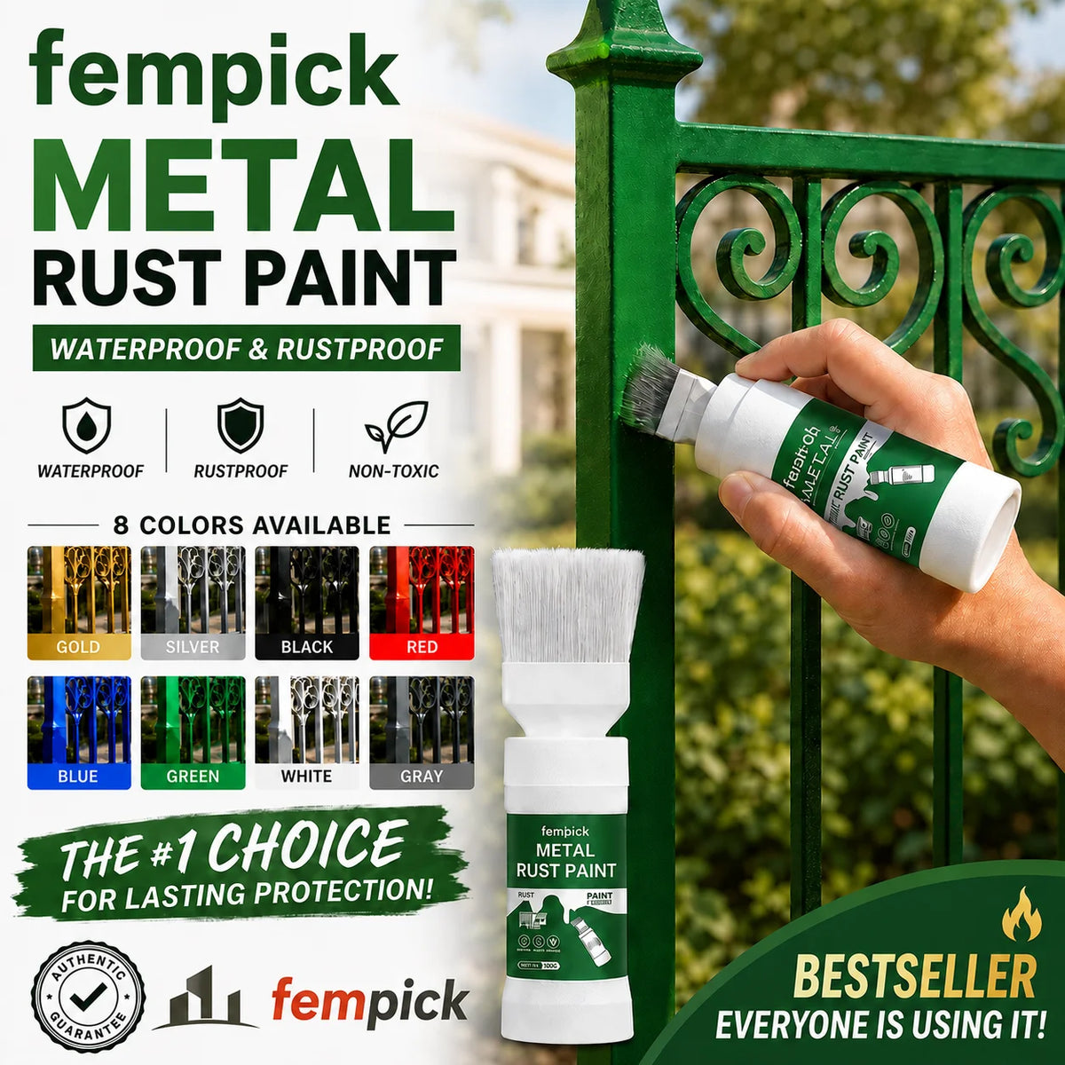 ✨New Arrival✨🖌️🏠Water-Based Metallic Silver Paint with Built-in Brush💥👍