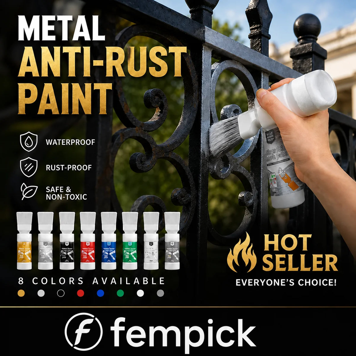 ✨New Arrival✨🖌️🏠Water-Based Metallic Silver Paint with Built-in Brush💥👍